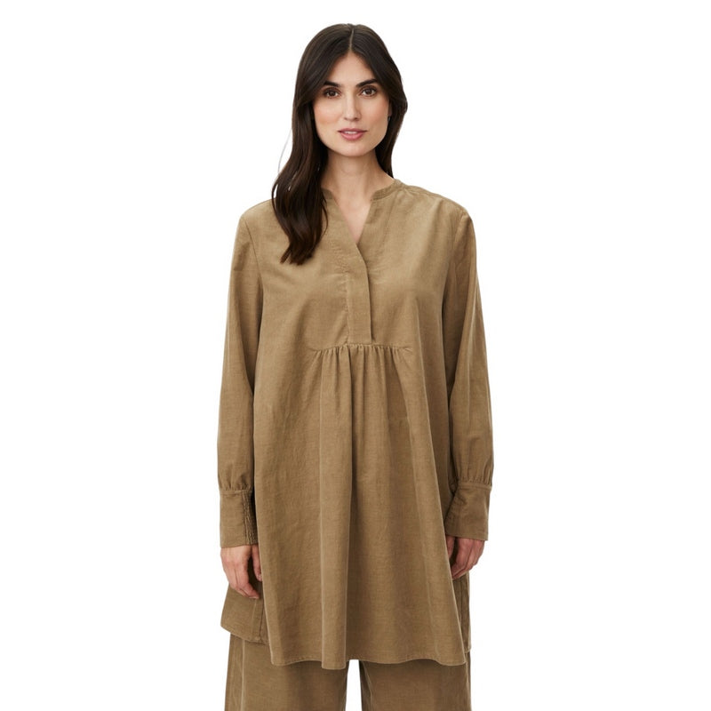 Masai Clothing Gira Baby Corduroy Tunic Petrified Oak 1013136-4101S on model front