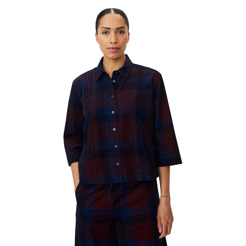 Masai Clothing Ibilisan Shirt Dress Blue Check 1012918-2084P on model front