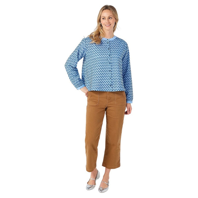 Masai Clothing Inegoa Embroidered Shirt Placid Blue on model front