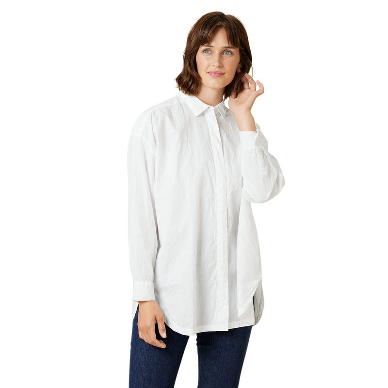 Masai Clothing Inessa Classic White Poplin Shirt 1001627-1000S on model front