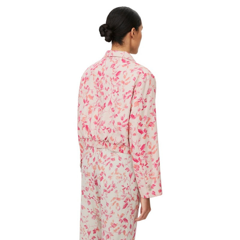 Masai Clothing Jonellia Linen Mix Print Jacket Carmine on model side