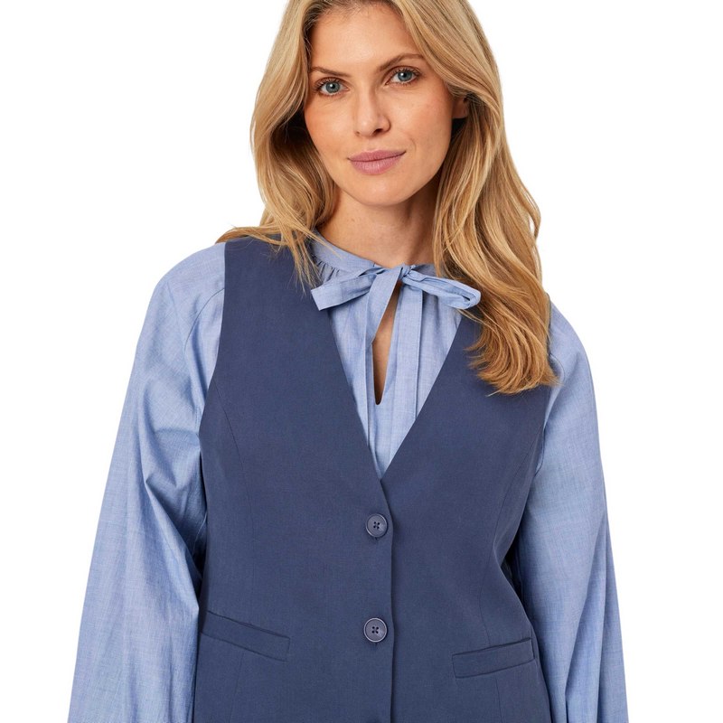 Masai Clothing Jordyn Waistcoat in Sargasso Sea 1010315-2005S on model close-up