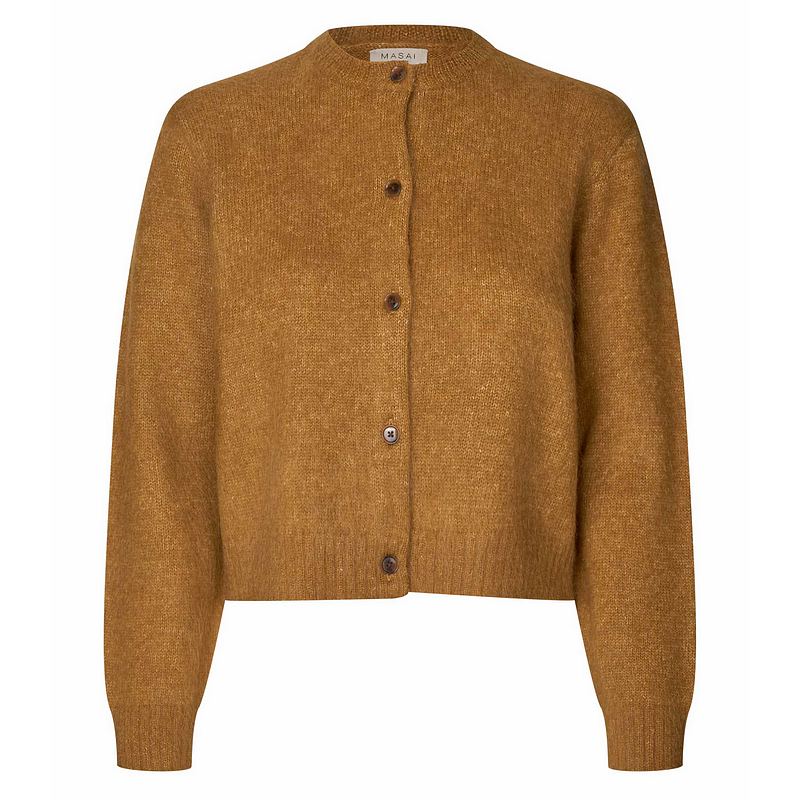 Masai Clothing Lavi Knitted Mohair Blend Cardigan Medal Bronze 1012825-4114S front