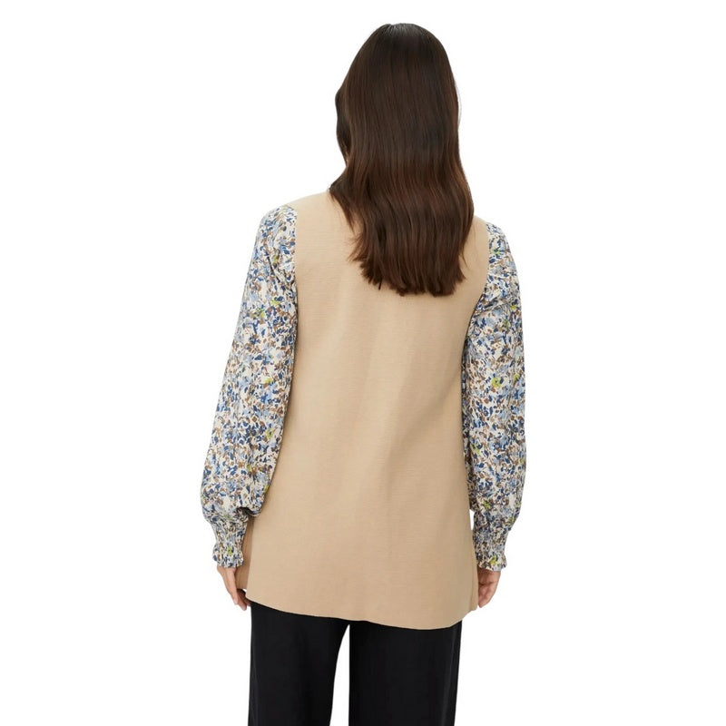 Masai Clothing Linbine Knit Cotton Cardigan Incense 1012103-4102S on model rear