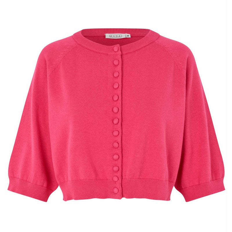 Masai Clothing Lyleni Soft Knit Cotton Cardigan Carmine front