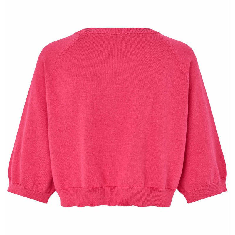 Masai Clothing Lyleni Soft Knit Cotton Cardigan Carmine rear