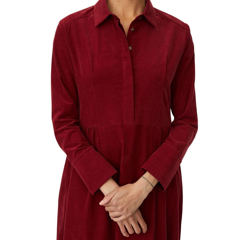 Masai Clothing Nayo Baby Corduroy Dress Tibetan Red 1013137-5055S on model close-up