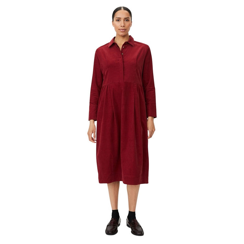 Masai Clothing Nayo Baby Corduroy Dress Tibetan Red 1013137-5055S on model front