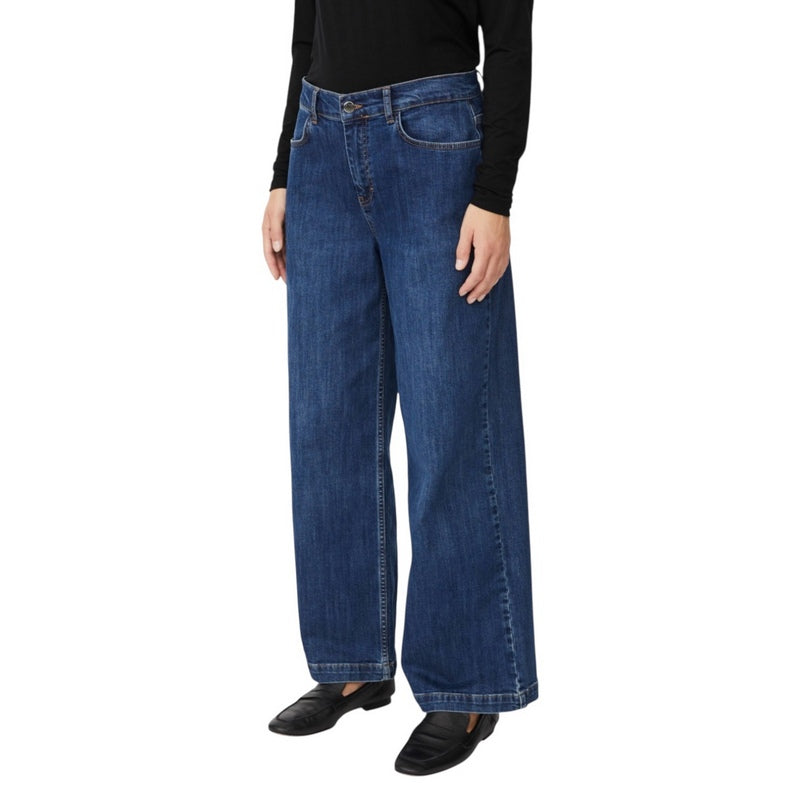 Masai Clothing Passang Fitted Trousers Blue Denim 1011852-2022S on model front