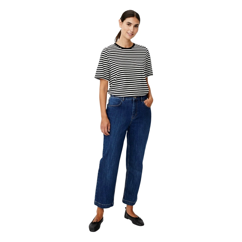 Masai Clothing Portiscan Cropped Trousers Blue Denim 1011853-2022S on model main