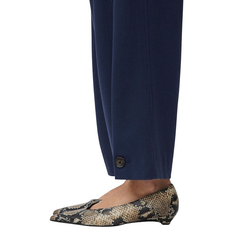 Masai Clothing Punna Flannel Trousers in Navy Blazer on model ankle detail