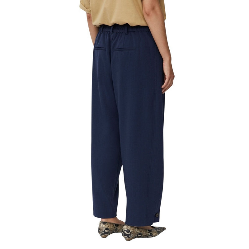 Masai Clothing Punna Flannel Trousers in Navy Blazer on model rear