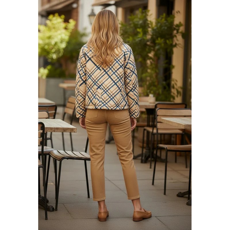 Masai Clothing Tovion Quilted Coat Ensign Blue on model lifestyle rear