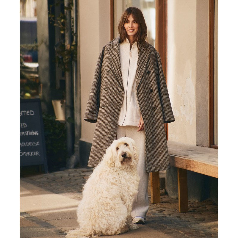 Masai Clothing Tullya Coat Check Chocolate 1012463-4095P on model lifestyle