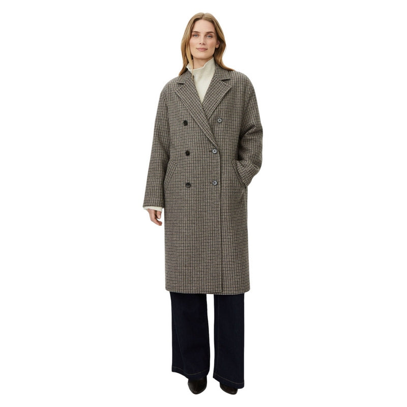 Masai Clothing Tullya Coat Check Chocolate 1012463-4095P on model main