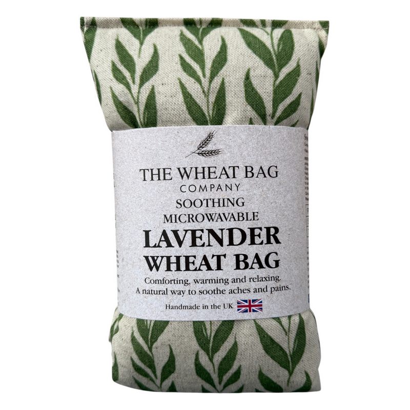 Microwavable Linen Wheatbag Lavender Scented Green Leaf packaged