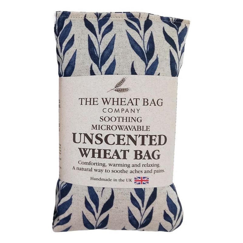 Microwavable Unscented Linen Wheatbag Navy Leaf in packaging