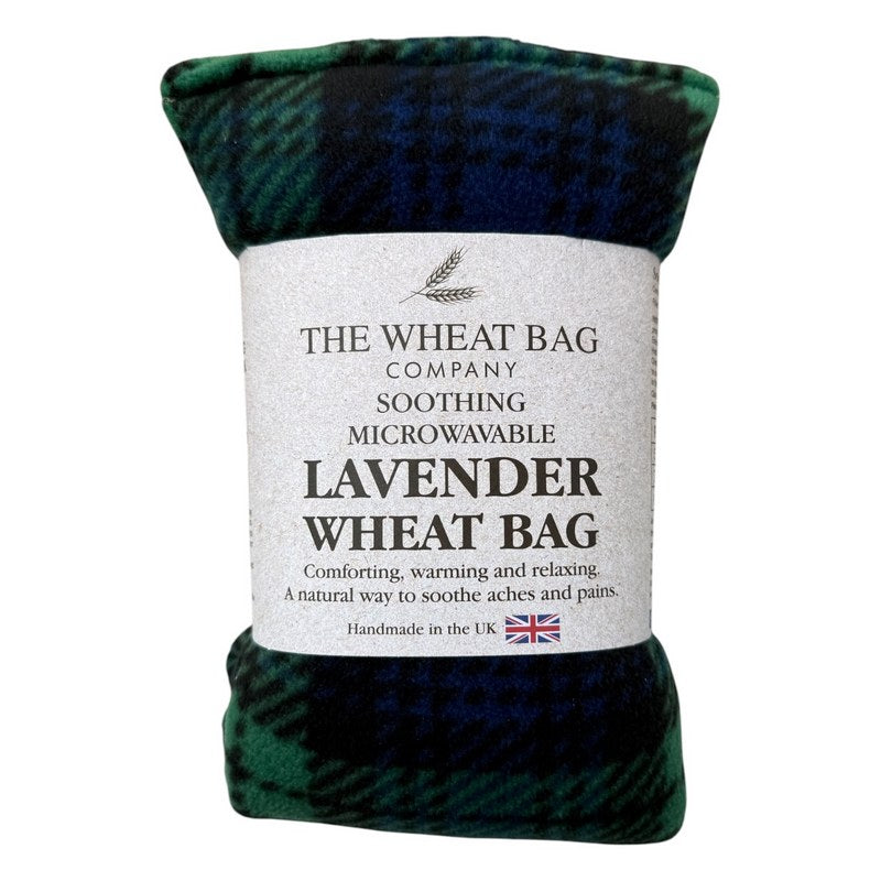 Microwavable Wheatbag Lavender Scented Black Watch Fleece packaged