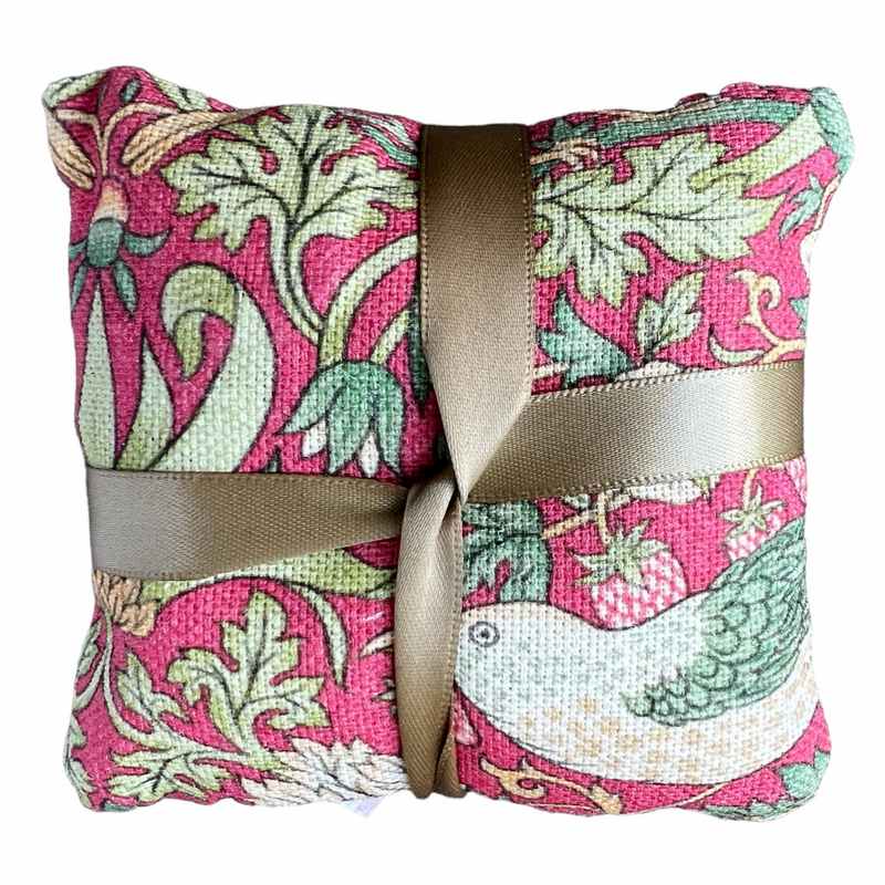 Microwavable Wheatbag Handwarmers Strawberry Thief Crimson rear