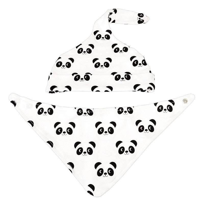 Miko The Panda Organic Cotton Baby Hat & Bib 28889 flat