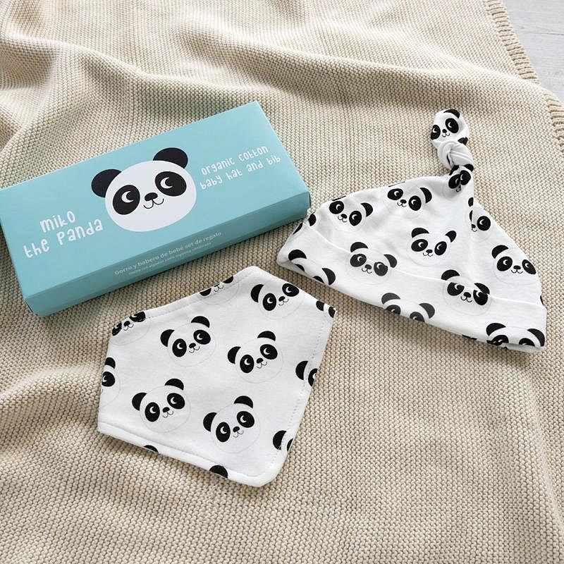Miko The Panda Organic Cotton Baby Hat & Bib 28889 lifestyle
