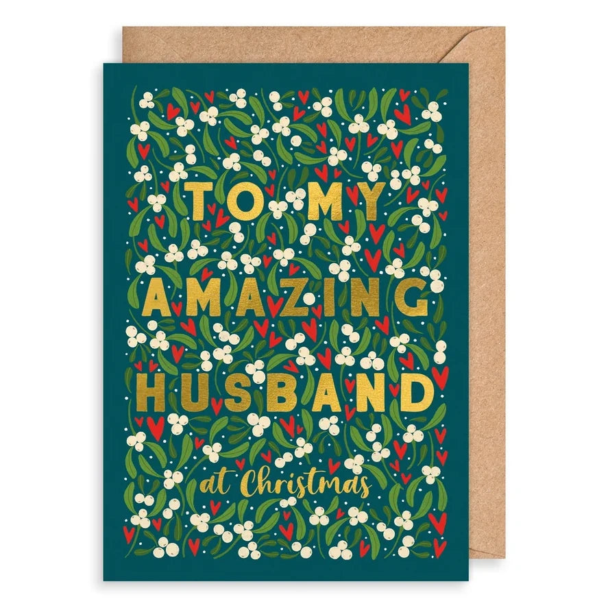 Mistletoe Hearts Christmas Card To My Amazing Husband AFRX288 front