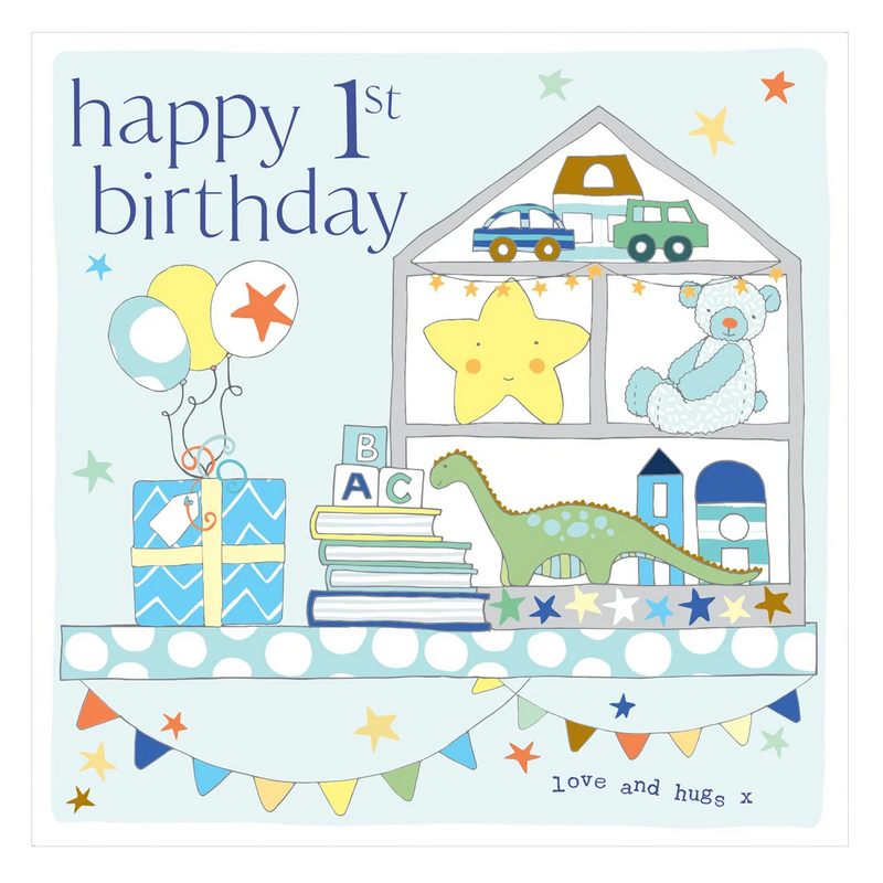 Molly Mae Happy 1st Birthday Blue Card FB207 front