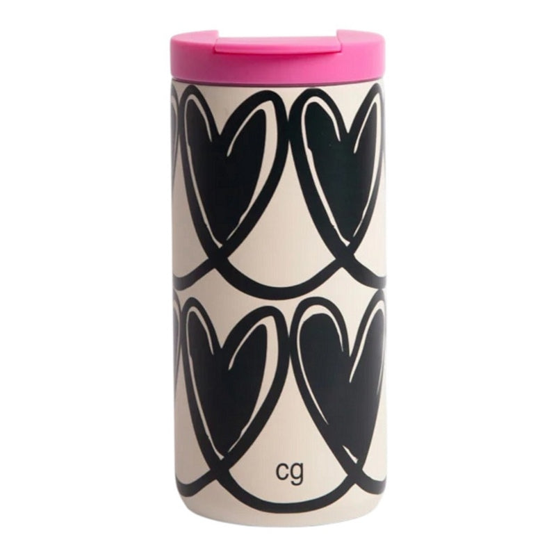 Mono Linked Hearts Insulated Stainless Steel Travel Coffee Cup ICP104 closed