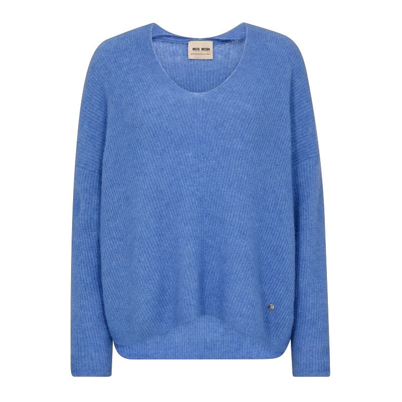 Mos Mosh Clothing Thora V-Neck Knit Jumper Ultramarine front