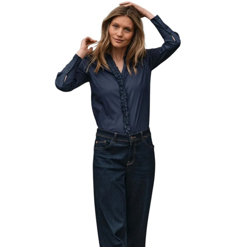 Mos Mosh Dara Deluxe Jeans in Dark Blue on model close-up