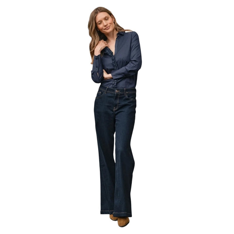 Mos Mosh Dara Deluxe Jeans in Dark Blue on model front