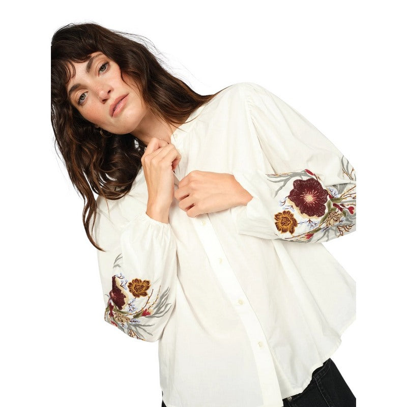 Mos Mosh Mysa Popli Shirt Ecru on model 2