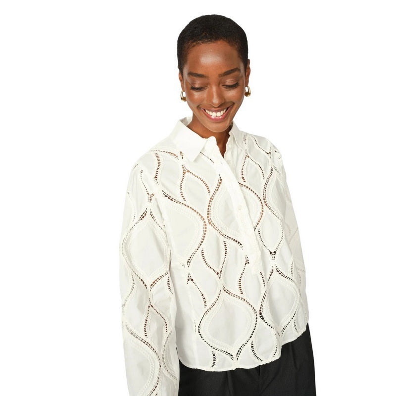 Mos Mosh Nolin Caminno Shirt in Ecru on model front