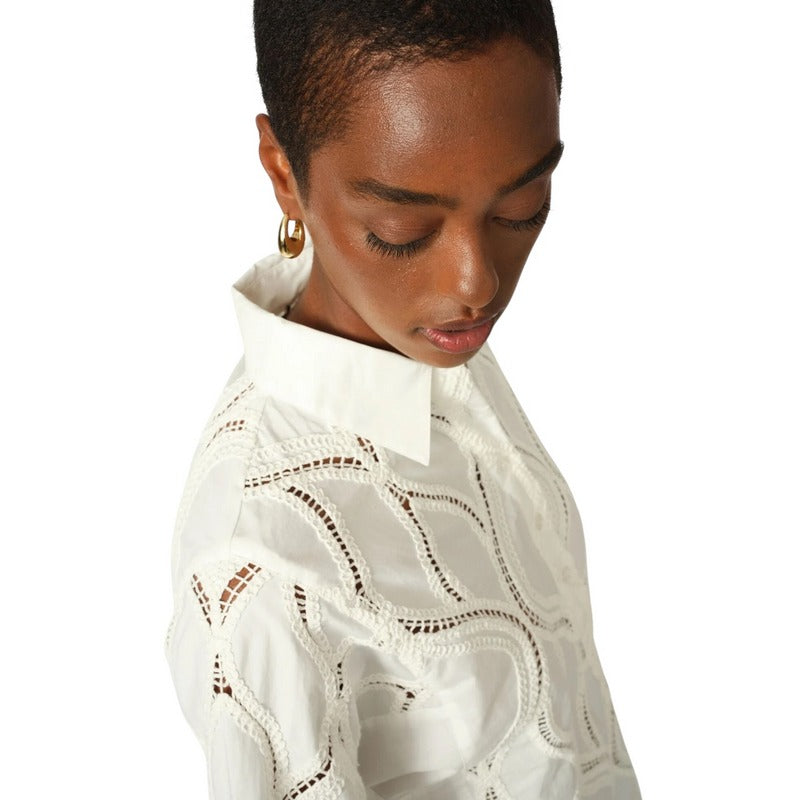 Mos Mosh Nolin Caminno Shirt in Ecru on model shoulder