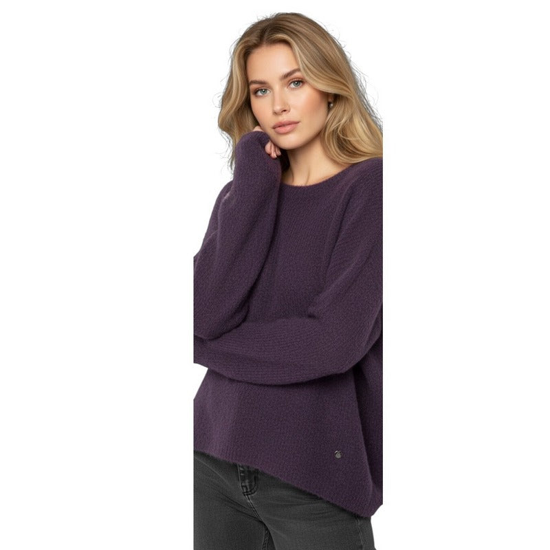 Mos Mosh Thora V-Neck Knit Jumper Sweet Grape 153900 model