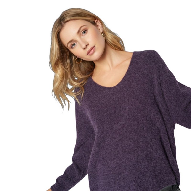 Mos Mosh Thora V-Neck Knit Jumper Sweet Grape 153900 model