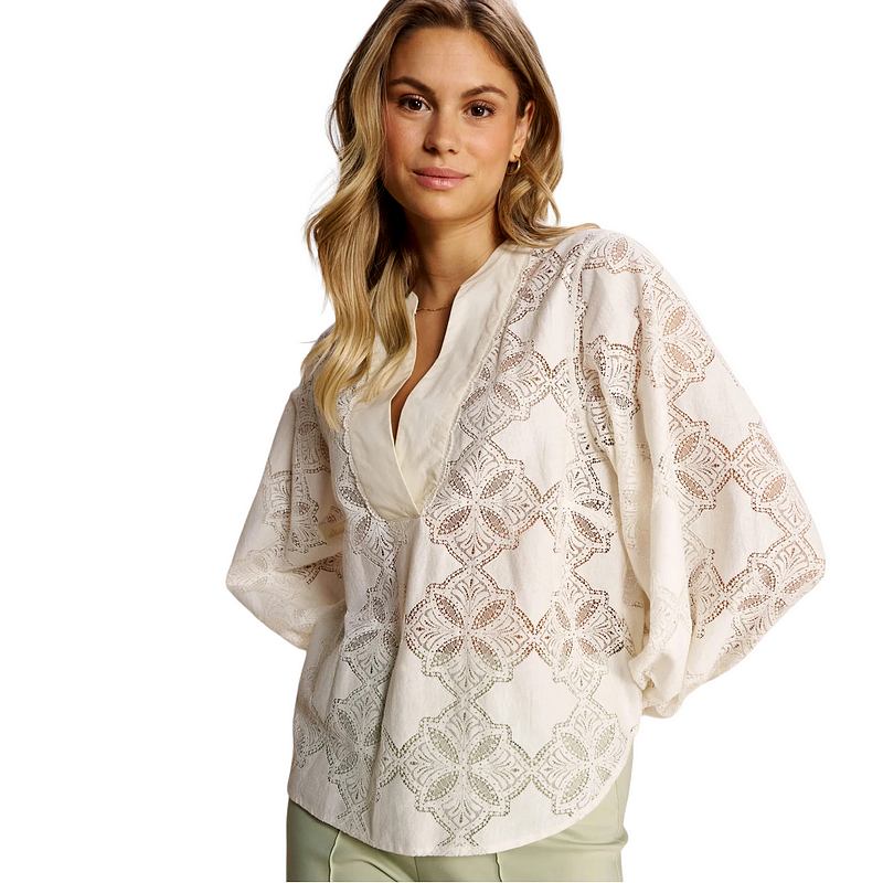 Mos Mosh Yen Lace Blouse in Ecru on model main