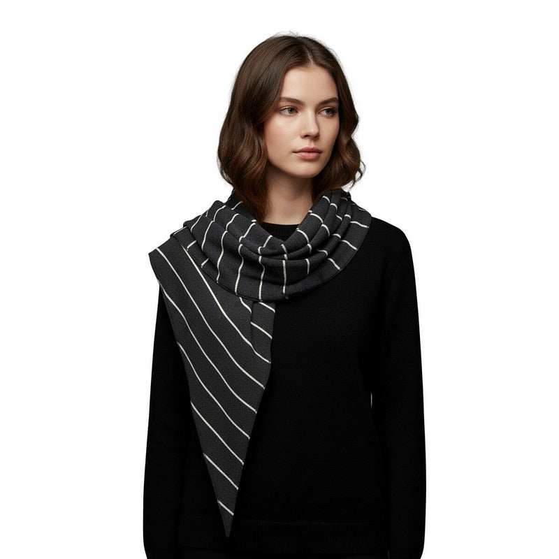 Neirami Clothing Triangle Striped Scarf Carbon Grey AC60RG model