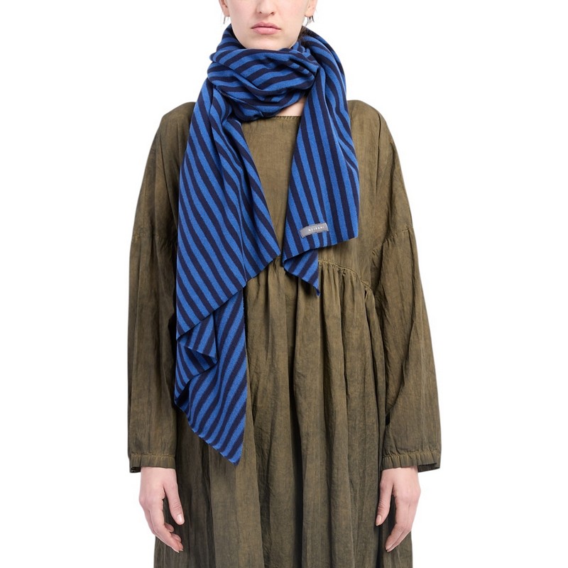 Neirami Vivo Stripe Scarf Oceano Blue AA04MS on model
