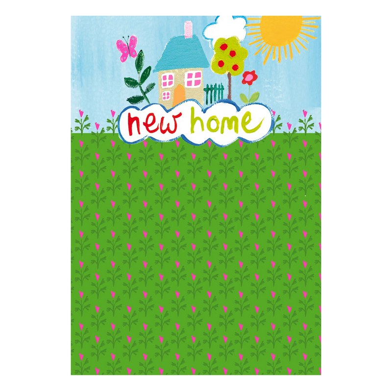 New Home Green Grass Mini Floral Foil Card AM2409 front