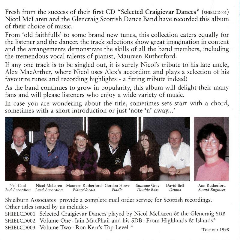 Nicol McLaren and The Glencraig Scottish Dance Band - Note 'N' Away SHIELCD004 rear