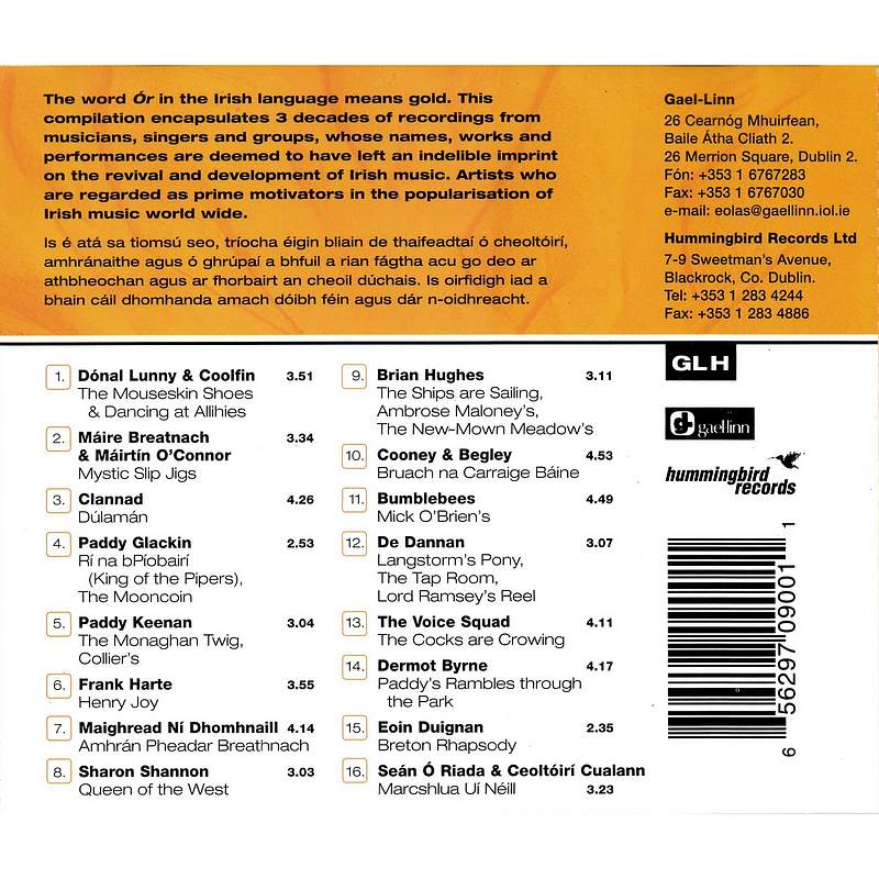 OR Golden Age Of Traditional Irish Music & Song GLHCD9001 track list