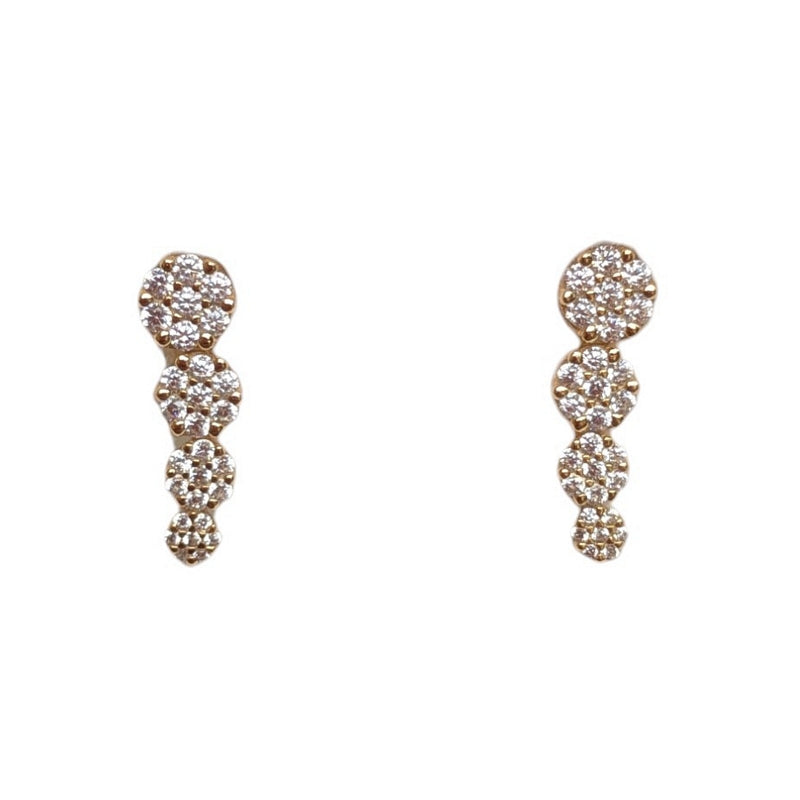 Old School Beauly 2ES823 Drop CZ Circles Stud Earrings Gold Plated main