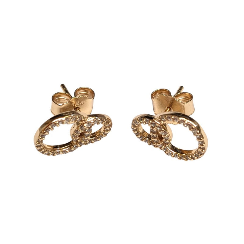 Old School Beauly STE290 Interlocking CZ Circles Stud Earrings Gold Plated side