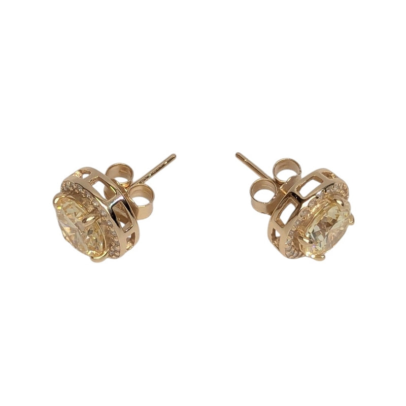 Old School Beauly Jewellery 2ES777 Yellow CZ Circular Cluster Stud Earrings Gold Plated side
