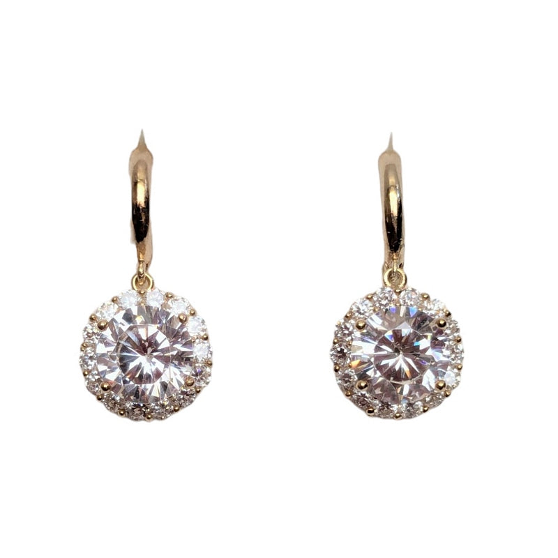 Old School Beauly Jewellery EL473A Clear CZ Cluster Hoop Earrings Gold Plated front
