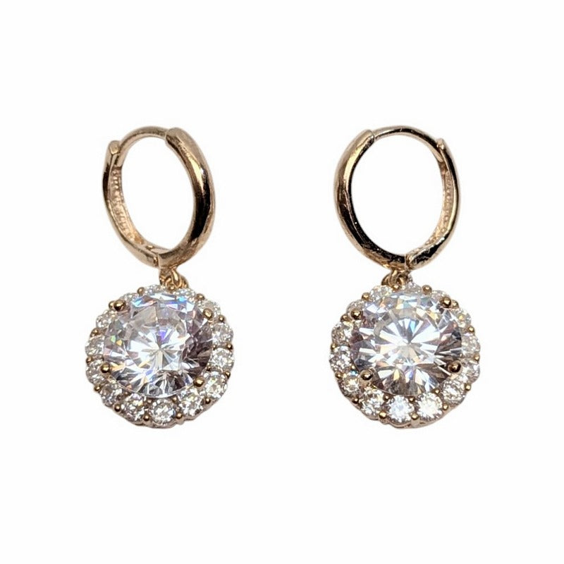 Old School Beauly Jewellery EL473A Clear CZ Cluster Hoop Earrings Gold Plated side