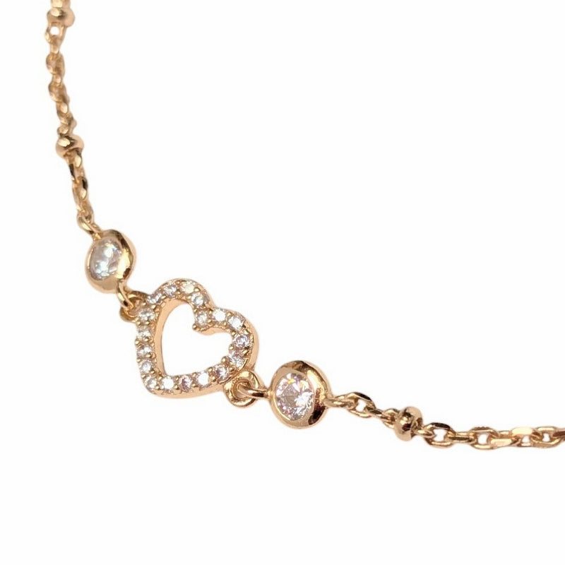 Old School Beauly Jewellery GSB593 Pave CZ Hearts Bracelet Gold Plated detail