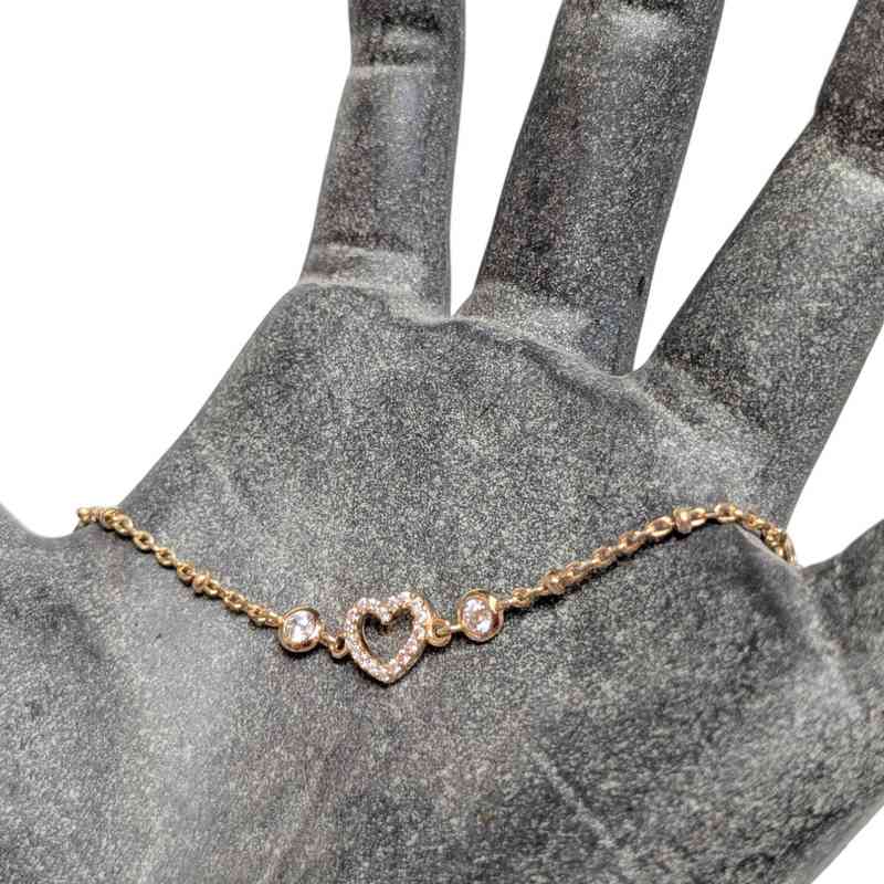 Old School Beauly Jewellery GSB593 Pave CZ Hearts Bracelet Gold Plated lifestyle