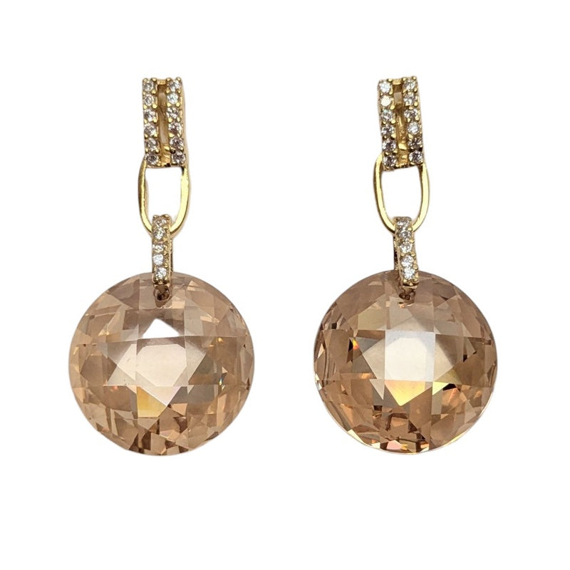 Old School Beauly Jewellery SE340A Honey CZ Drop Earrings Gold Plated front